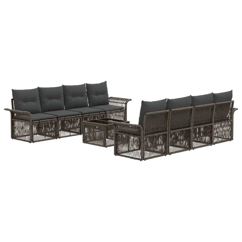 Set Divano da Giardino 9 pz Grigio polyrattan 3434774