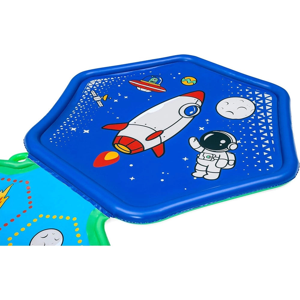 Trade Shop - Tappetino Gonfiabile Con Fontana Spruzzi Base Spaziale 335x150cm Adventure 52571 -