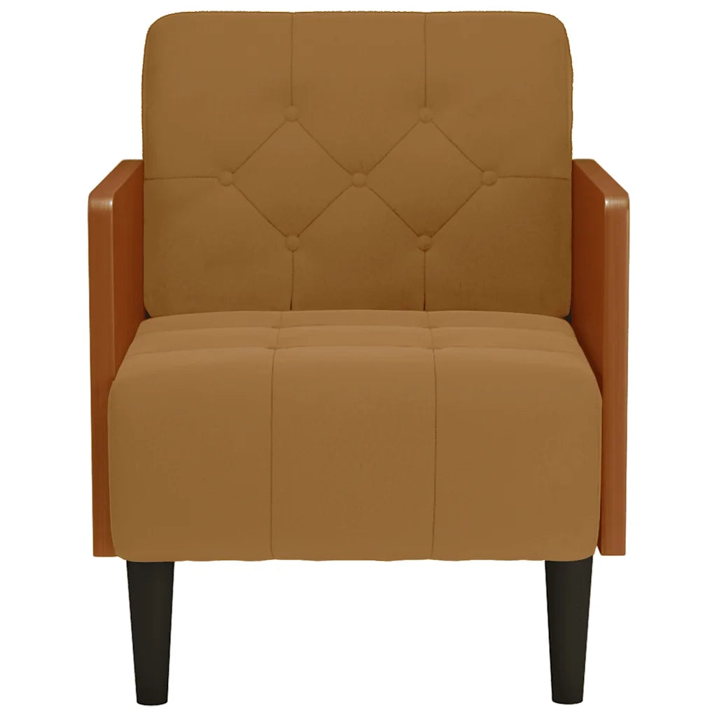 Divano Sedia con Braccioli-Poltrona-Sofa Relax Marrone 55 cm in Velluto