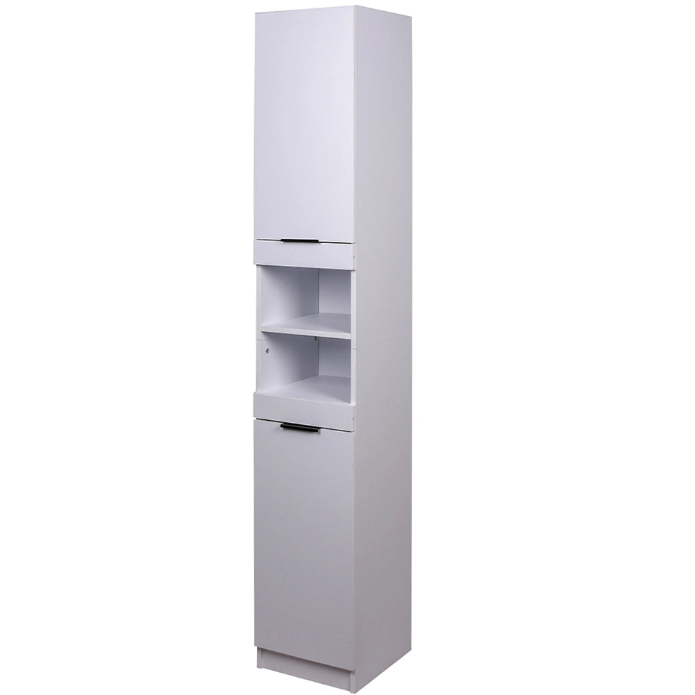 Mobile a Colonna Armadietto Salvaspazio da Bagno 4 Ripiani Interni 2 Ante H188cm