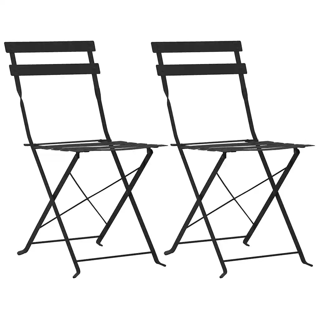 Set da Bistrot 3 pz | Set Salotto da Giardino in Acciaio Nero
