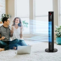 Ventilatore A Colonna Silenzioso Oscillazione 70° Timer 12h 4 Modalità 3 Velocità 45W 31.5 x 31.5 x 96 cm Nero
