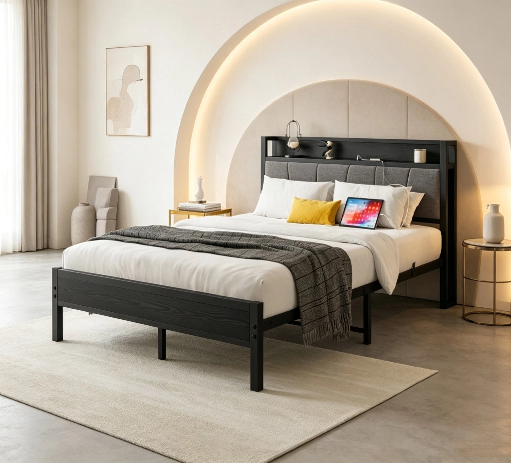 Letto singolo 90x200 cm, colore nero