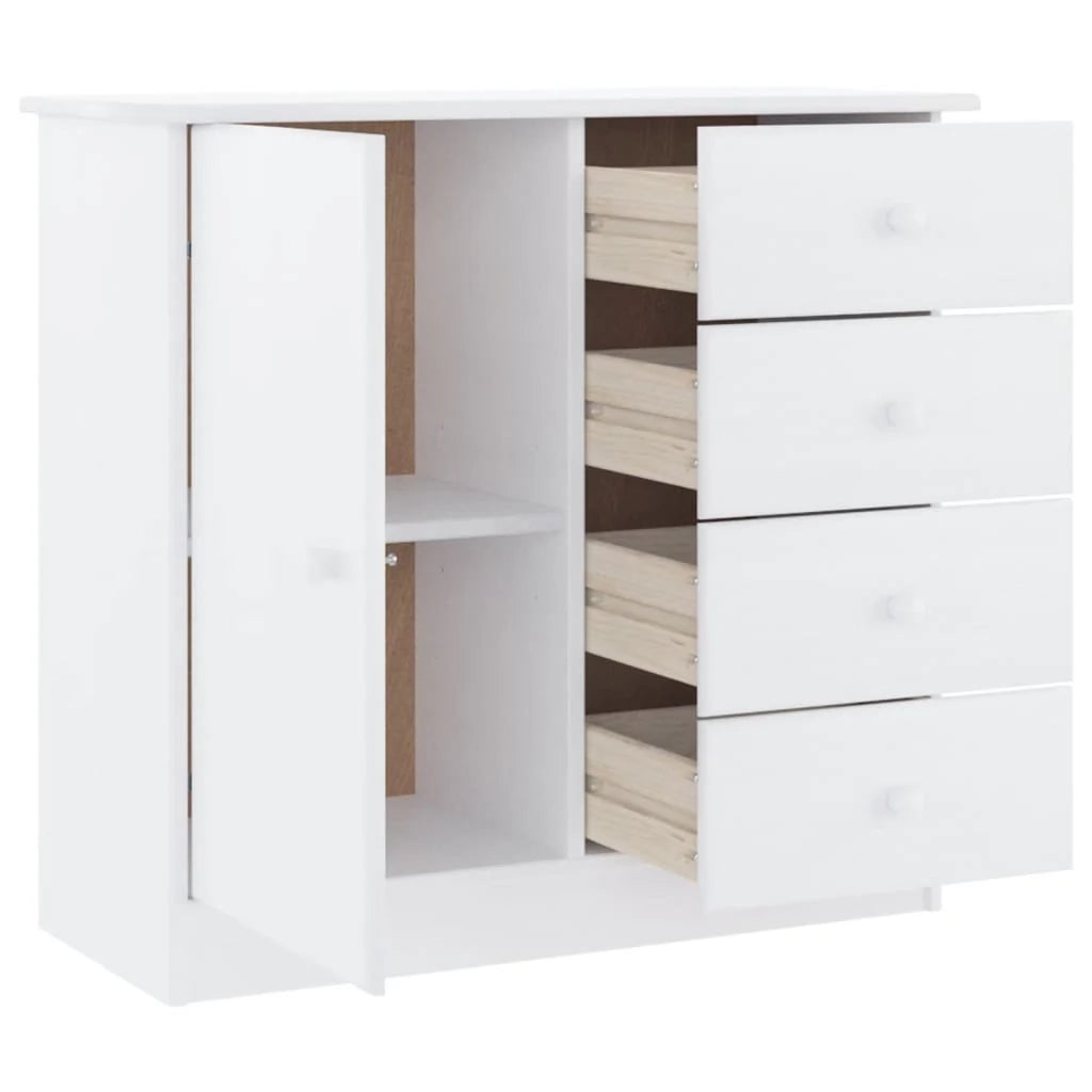 Buffet credenza cassettiera armadio mobile contenitore organizer per cucina soggiorno salotto 77 x 35 x 73 cm legno massello di pino bianco 02_0029681