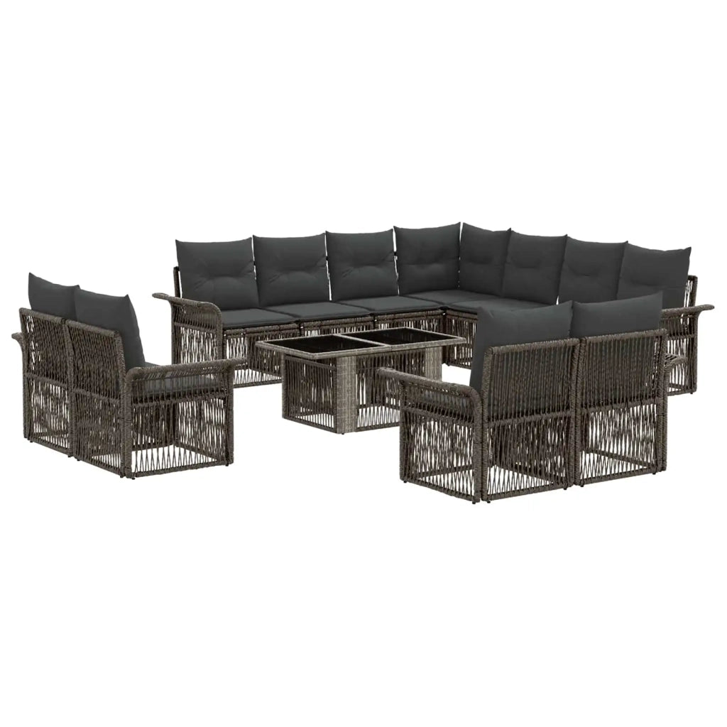 Set Divano da Giardino 12 pz Grigio e Grigio Scuro polyrattan 3436718