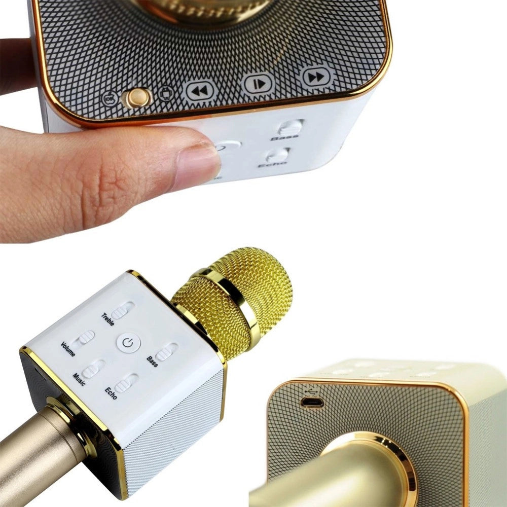 Trade Shop - Microfono Bluetooth Wireless Doppio Altoparlante Speaker Bluetooth Portatile -