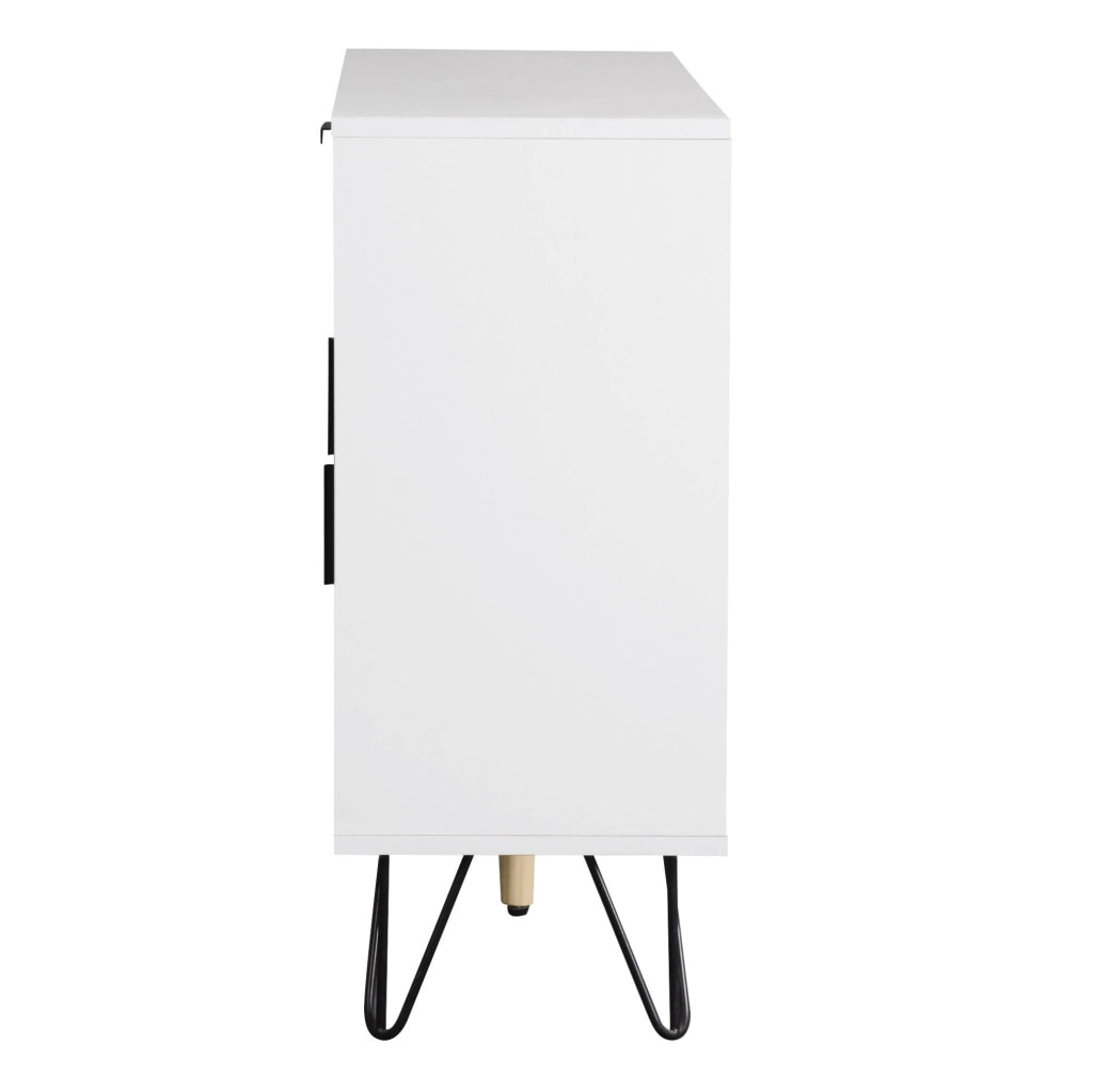 Credenza 90x30x71，5 cm bianca effetto legno con ripiani regolabili