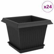 Fioriere | Cassetta per fiori | Vasi per Piante 24 pz Nero 23 x 23 x 17,5 cm Plastica
