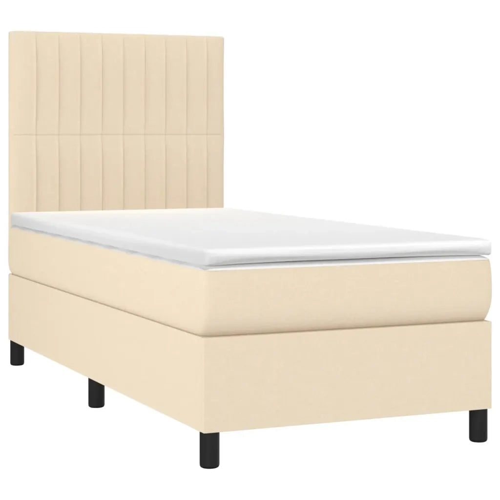Giroletto a Molle con Materasso-Struttura Letto Crema 90x190 cm in Tessuto 270381