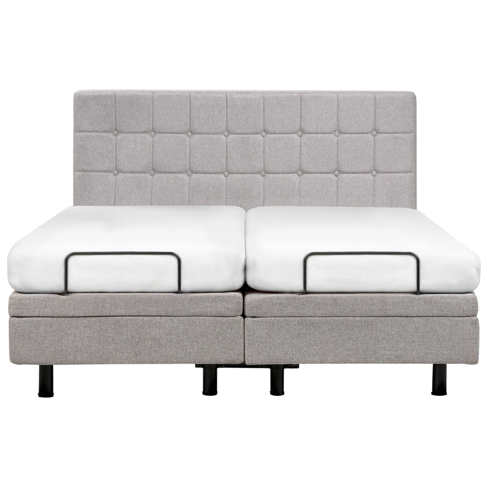 Letto Tessuto Grigio Chiaro Elettrico Regolabile con Telecomando 180 x 200 cm