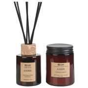 Set di fragranze 100% candela di soia bastoncini profumati diffusore d'ancia confezione di vetro scuro ambra orientale Dark Elegance