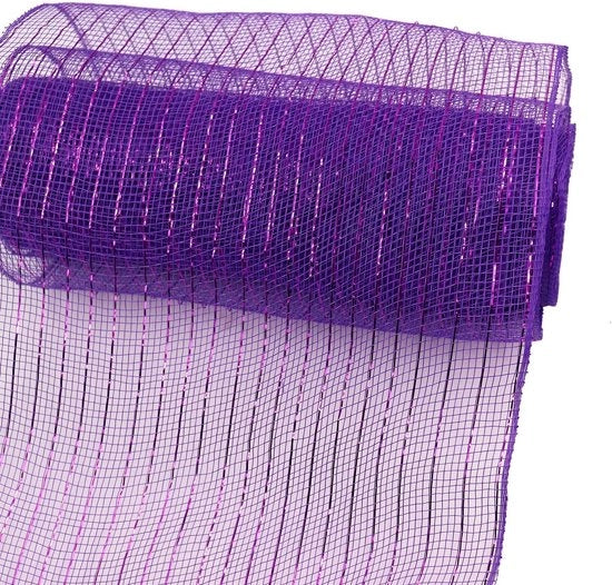 Decorazione con Lint a Maglia 10 Metri - Lint a Maglia - Poliestere - Decorazioni di Natale - Fai da Te - Resistenze Moderne - Blu Viola - Nastro a Maglia