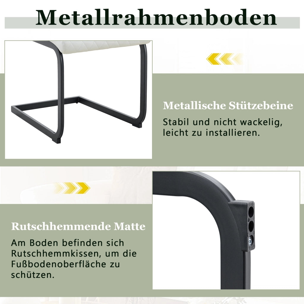 Sedia da pranzo 2 pezzi con schienale alto e cuscino 5 cm, struttura in metallo, Bianco Nero