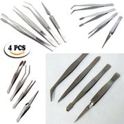 Trade Shop - Set 4 Pinzette In Accaio Inossidabile Per Sopraciglie Sopra Ciglie Mackup Beauty -