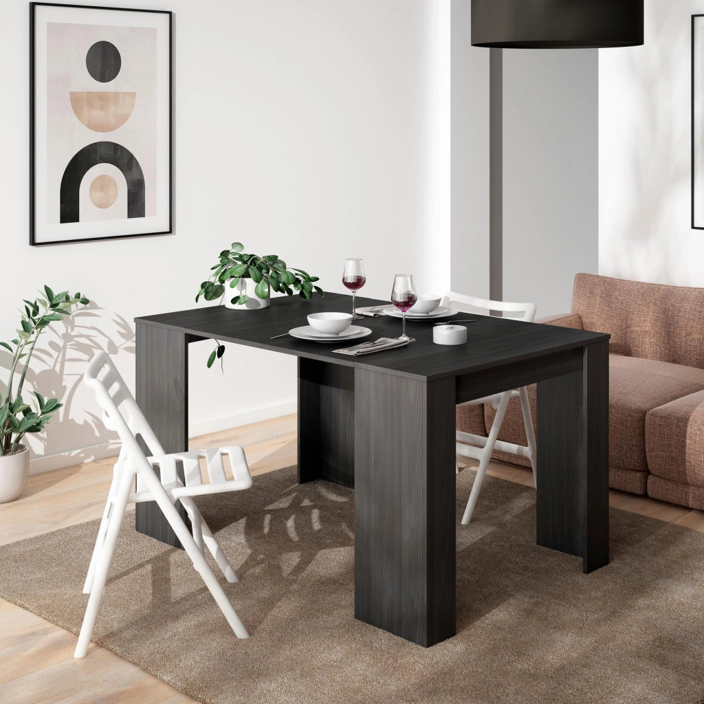 Consolle allungabile, 140x90x77cm, Per 6 persone, Tavolo da pranzo, Nero RF2615