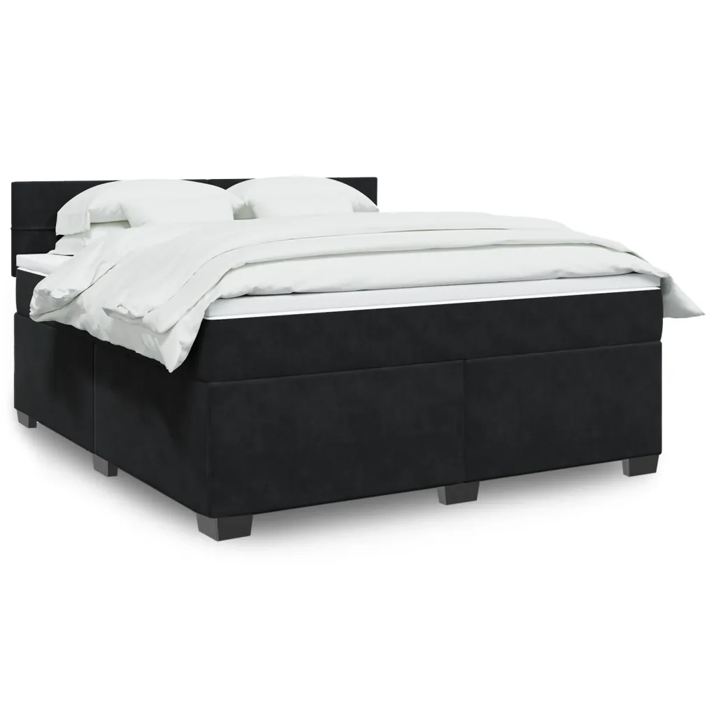 vidaXL Giroletto a Molle con Materasso Nero 180x200 cm in Velluto