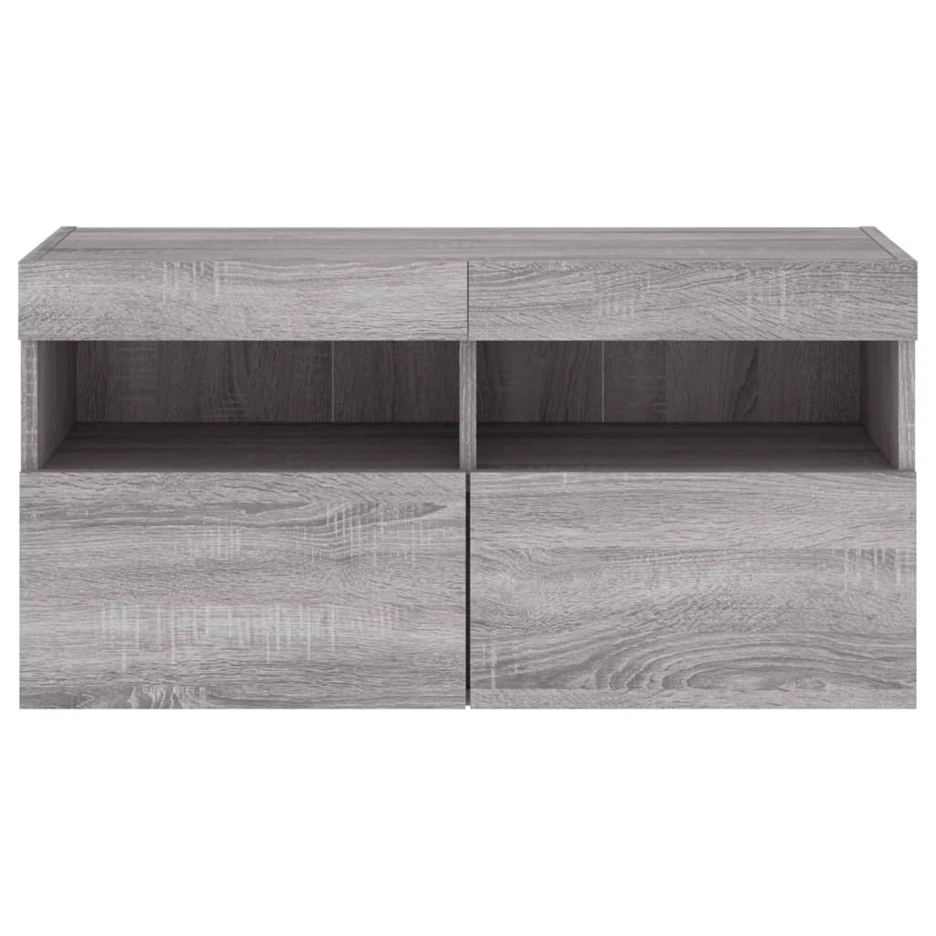 Mobile TV multimediale mensola TV credenza mobile TV parete attrezzata per sala da pranzo soggiorno camera da letto con luci LED Sonoma 80 x 30 x 40 cm grigio 02_0028057