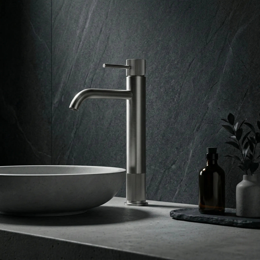 Rubinetto Da Bagno Rea Lungo Stripe Brush Nickel
