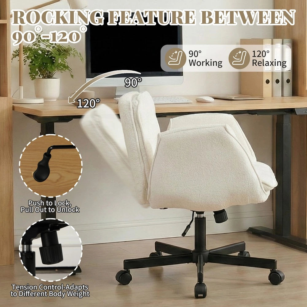 Sedia da Ufficio Girevole ¨C MINIMAL ¨C Braccioli Pieghevoli, Regolabile, Bianca