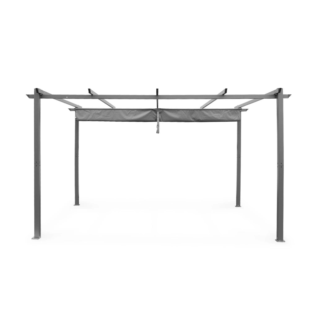 Pergola 3x4m in alluminio telo scorrevole, grigio