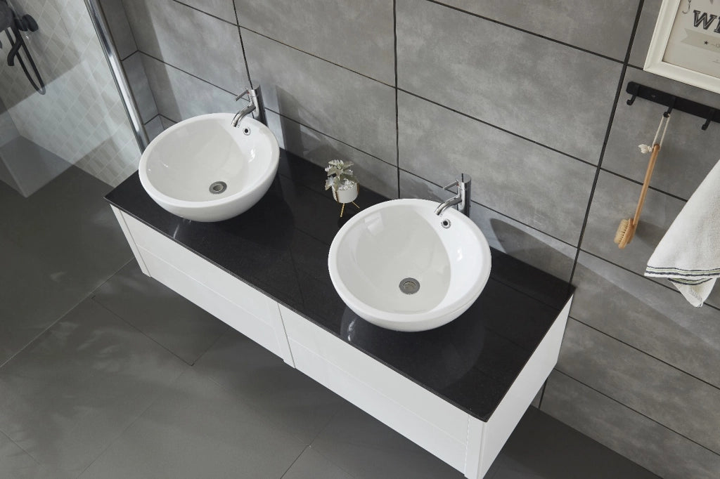 Mobile bagno sospeso doppio lavabo appoggio specchio 150cm Drontes Sicorage