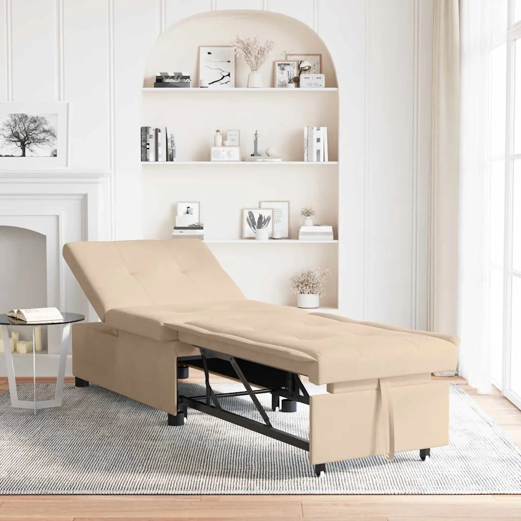 Divano Letto Estraibile Crema 194 x 67 x 82 cm Microfibra 42008611
