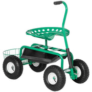 Sedia Giardino Girevole Regolabile con Ruote e Vassoio ¨C zephmum ¨C Verde