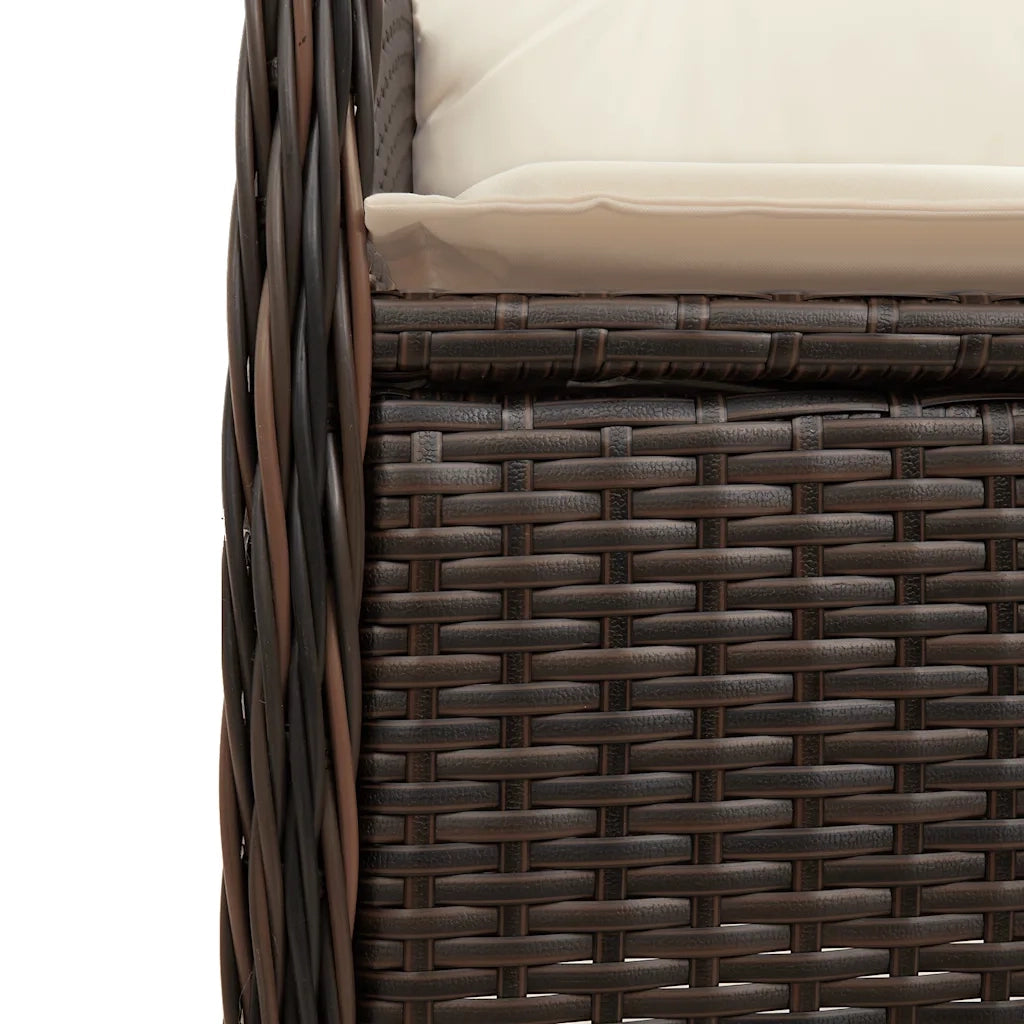 Set BistrÃ² da Giardino 7 pz con Cuscini in Polyrattan Marrone