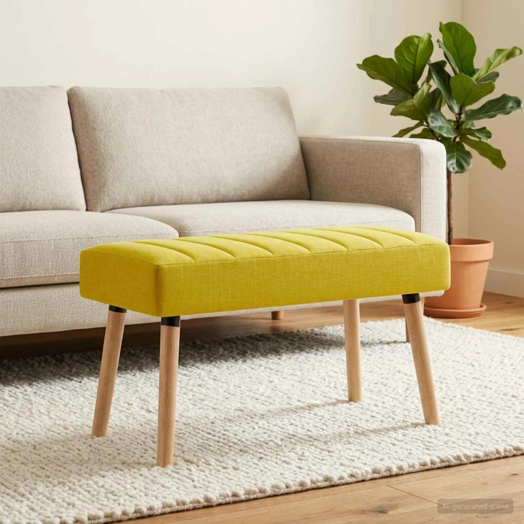 Panchina trapuntata a canale Giallo Chiaro 80 x 40 x 46 cm 42038483