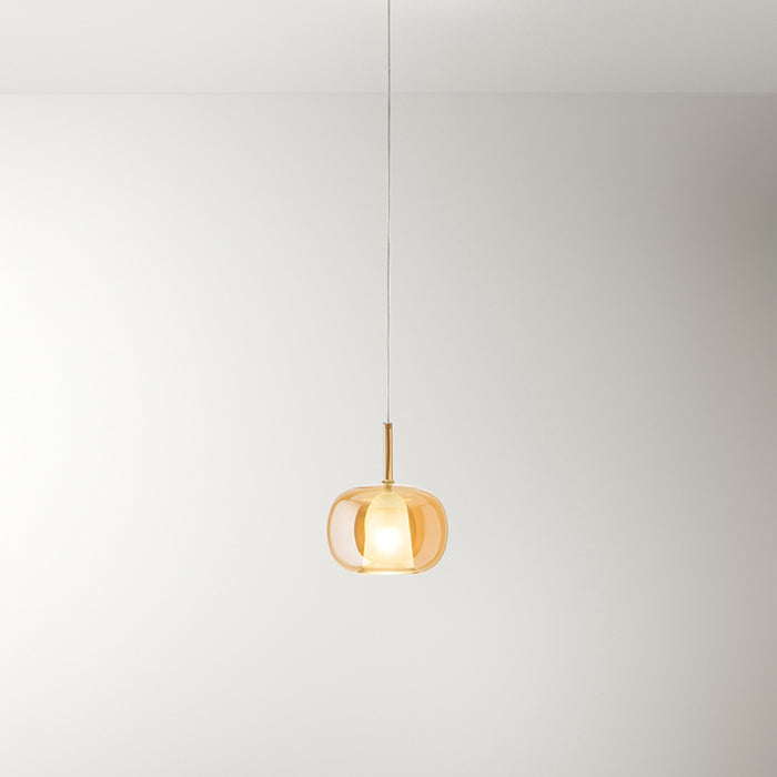 Vetro Borosilicato Contemporaneo Rain Ambra Trasparente D22,5 Senza Rosone