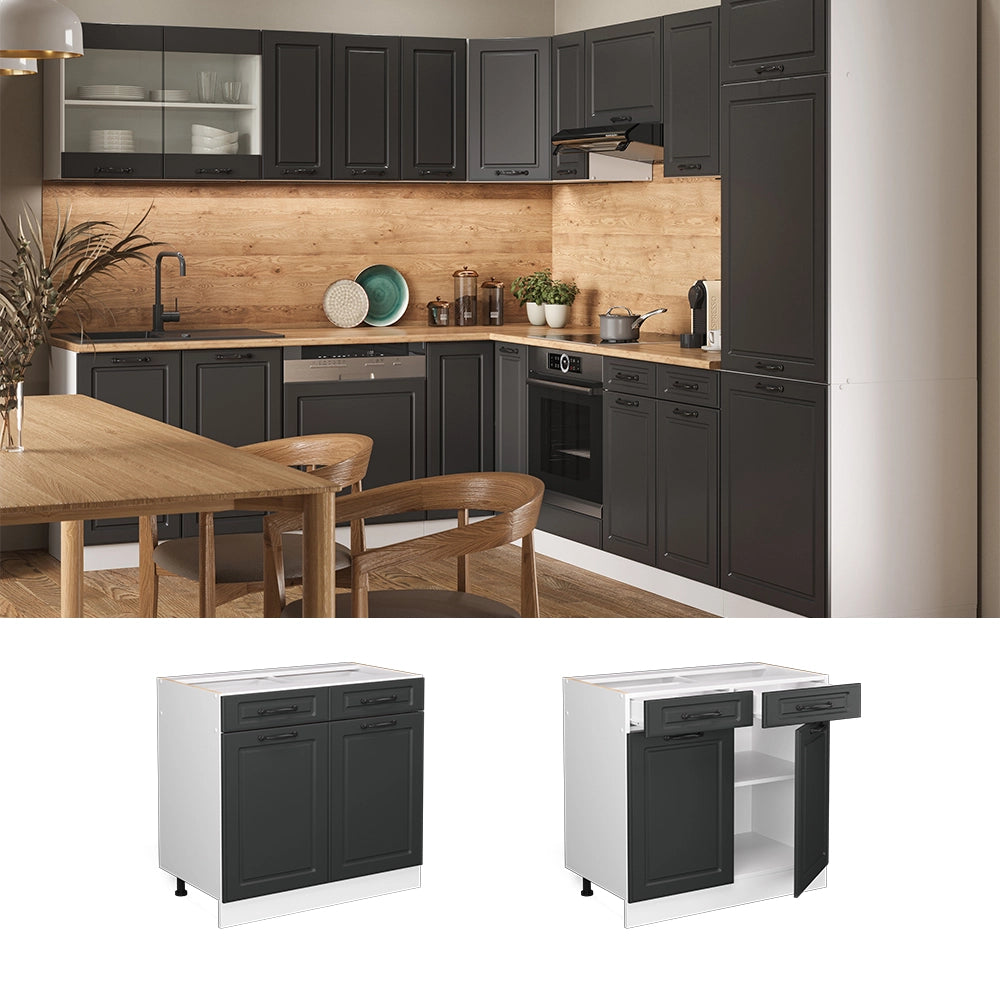 Vicco Mobiletto base per cucina Antracite casa di campagna 80 cm , PL Marmo