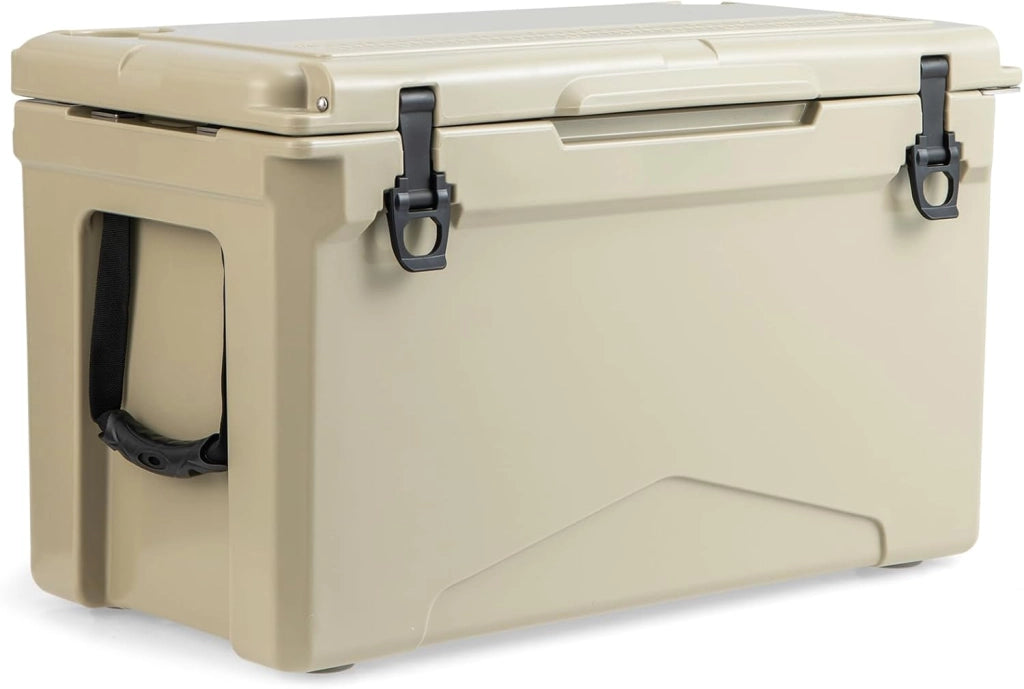 Frigorifero Portatile da 47 Litri, Frigo da Campeggio con Portabicchieri Integrati, Freddo Portatile con Manico, Fino 5-7 Giorni, Regolo e Apribottiglie, per, Campeggio, Picnic, Pesca