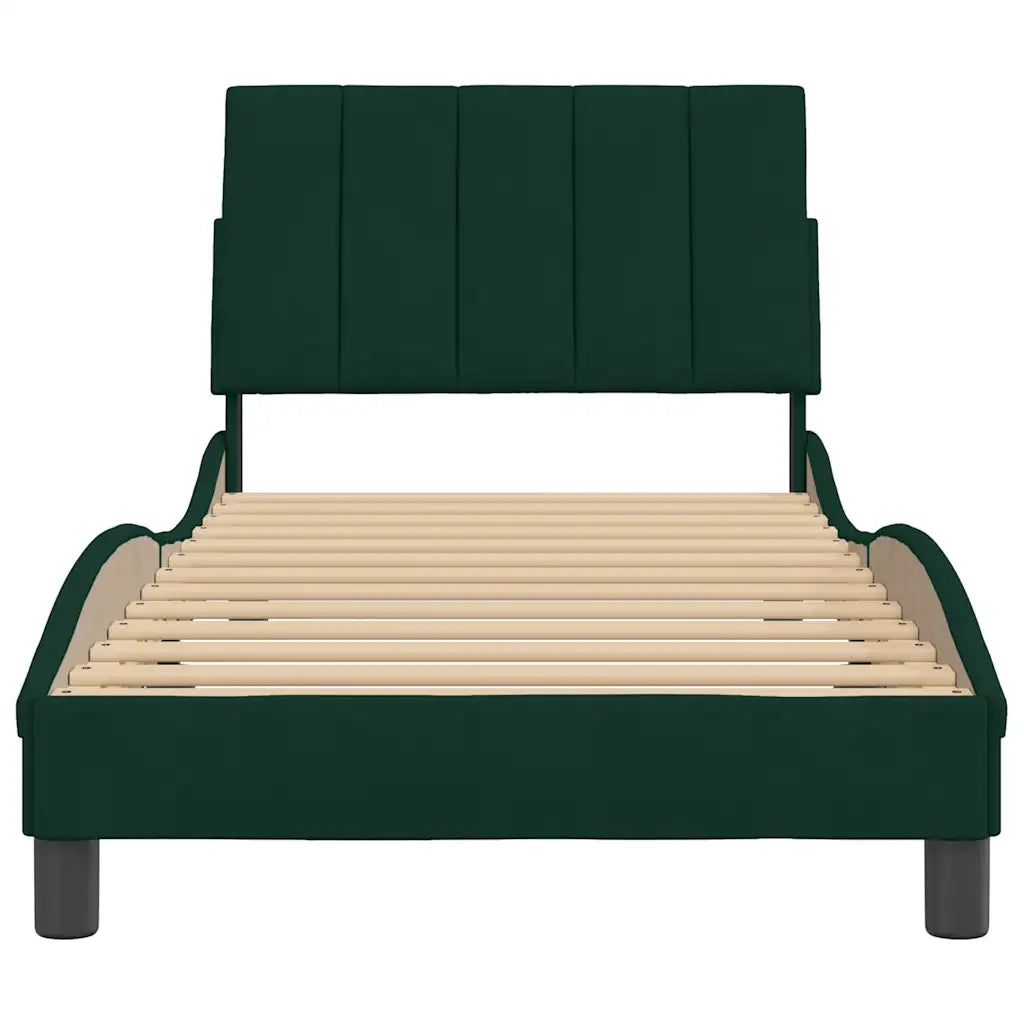 Giroletto senza Materasso Hanko Verde Scuro 90x190 cm in Velluto 3207822