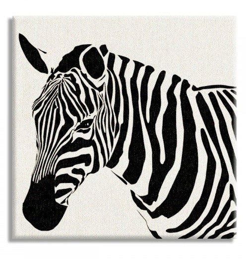 ZEBRA sx - Stampa su tela Canvas montata su telaio in legno Misura: 100x100 cm