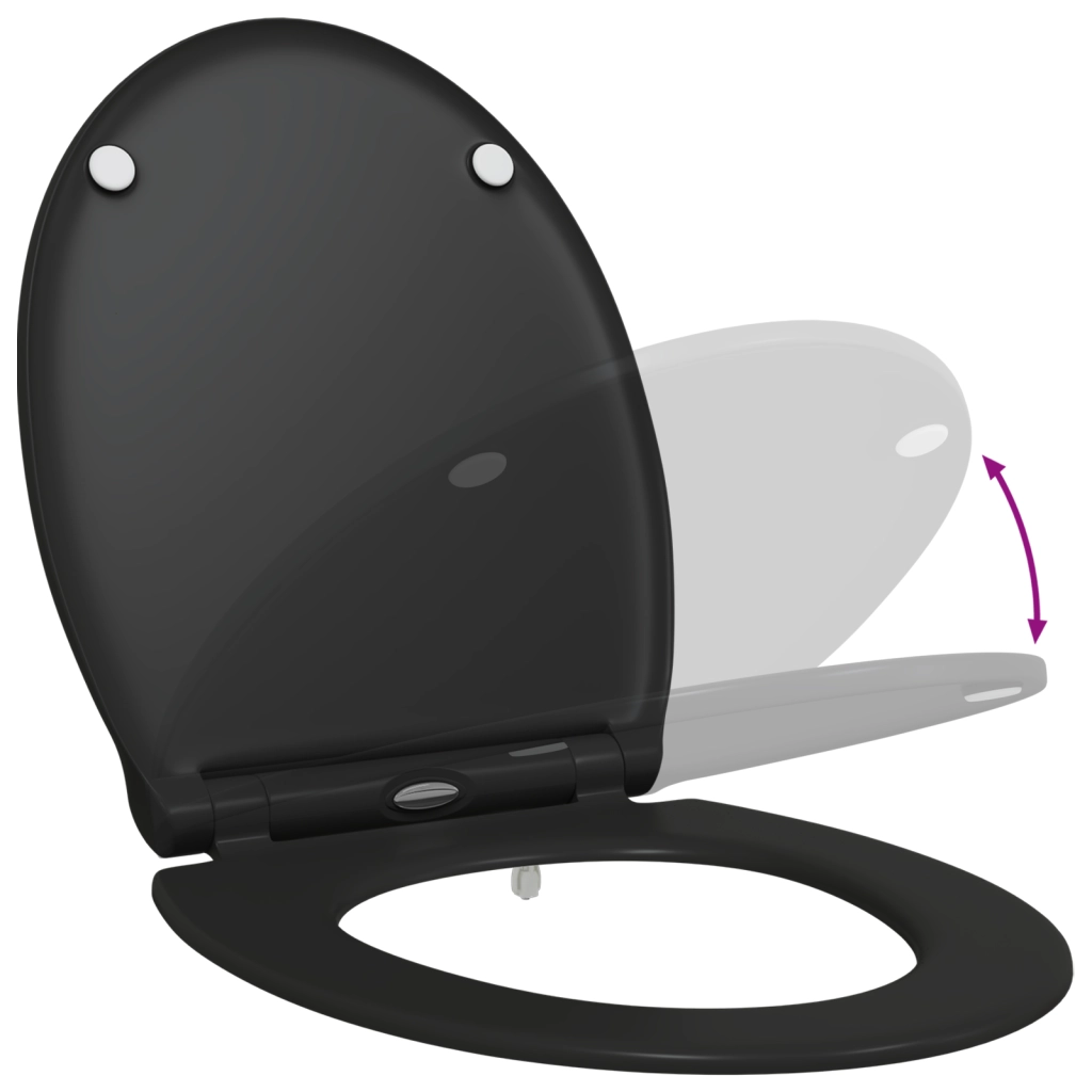 Sedile per WC con rilascio rapido e chiusura morbida in Duroplast Nero