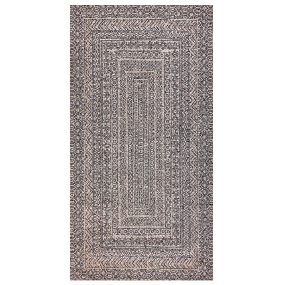 Tappeto moderno dal motivo geometrico 80 x 150 cm beige e grigio soggiorno camera da letto
