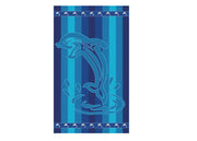 Telo Mare Jacquard In Spugna Disegno Dolphin Stripe - 90x170 - Blu