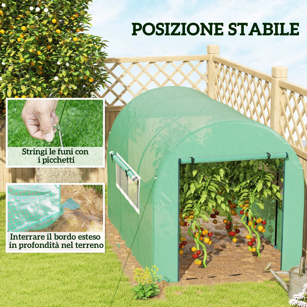 Serra da Giardino Tunnel ¨C zephmum ¨C 3x2x2 m Verde Acciaio PE Anti UV