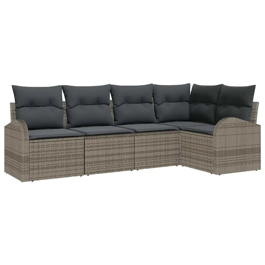 Set Divano da Giardino con cuscino 5 pcs Grigio polyrattan 3354708