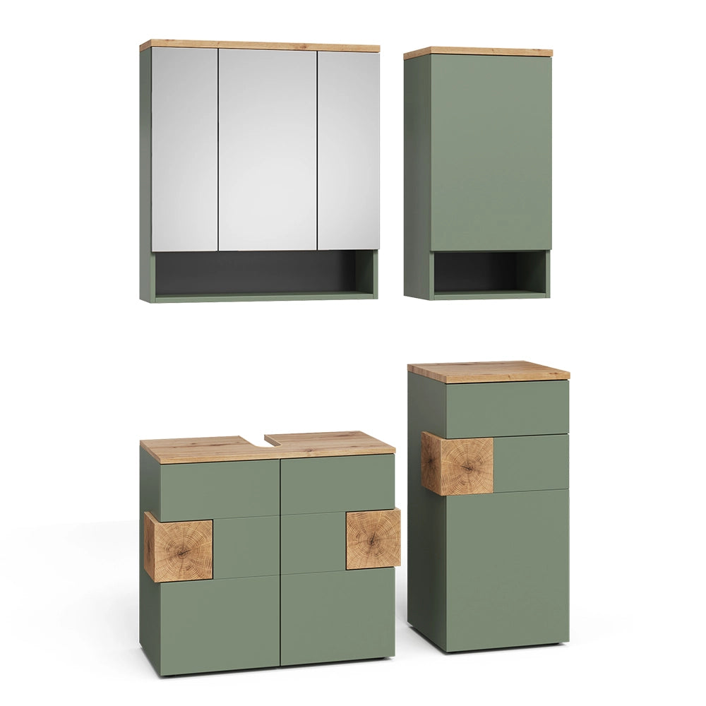 Vicco Set di mobili da bagno Verde/Artigianale 4 parti