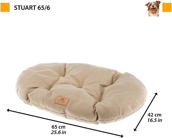 Cuscino per cani e gatti - Omkeerabile - Lavabile - 1 pezzo - Beige - Tela e velluto - 65x60 cm