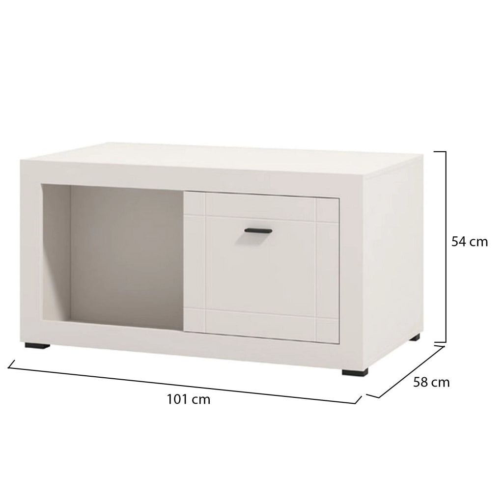 Vervio, Tavolino da Salotto 3 Vani, 101x58x53.5h cm Bianco
