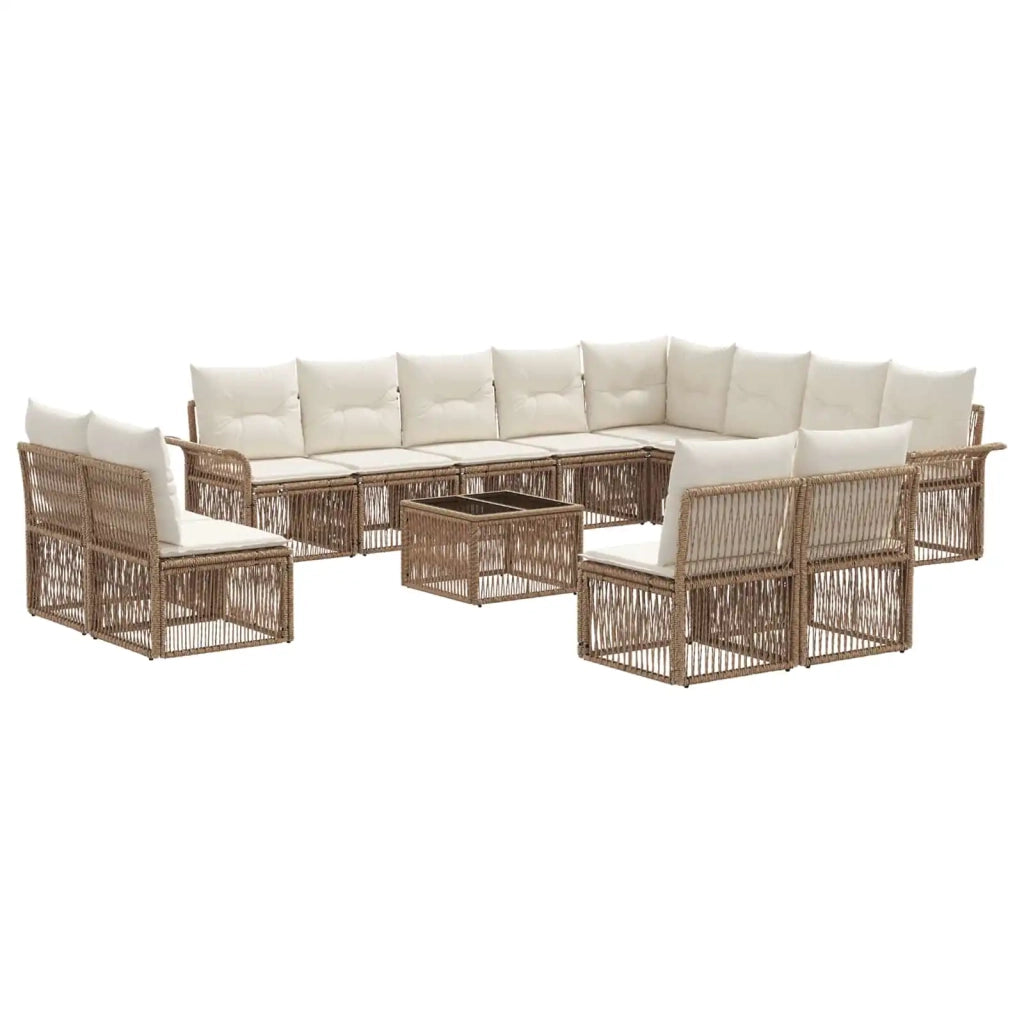 Set Divano da Giardino 13 pcs Beige polyrattan