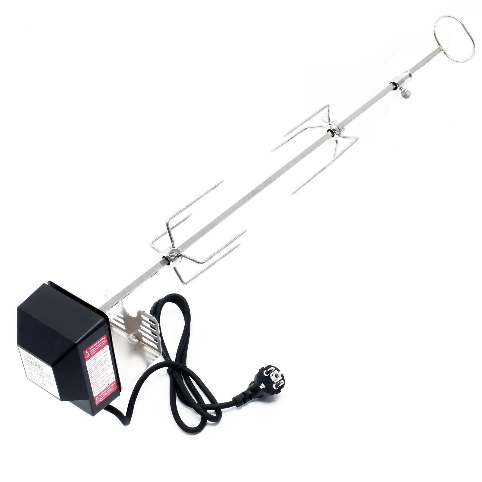 Girarrosto da barbecue 82 cm 230 V, Spiedo in acciaio inox con 2 forchettoni carne