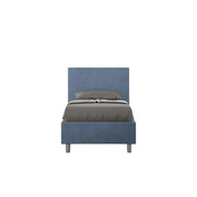 Letto imbottito Singolo 80x190 cm Adele - Contenitore,Microfibra,Blu
