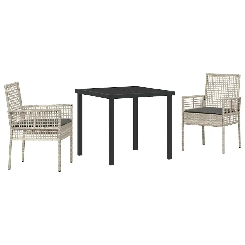 Set da Pranzo per Giardino 3 pcs Grigio chiaro polyrattan