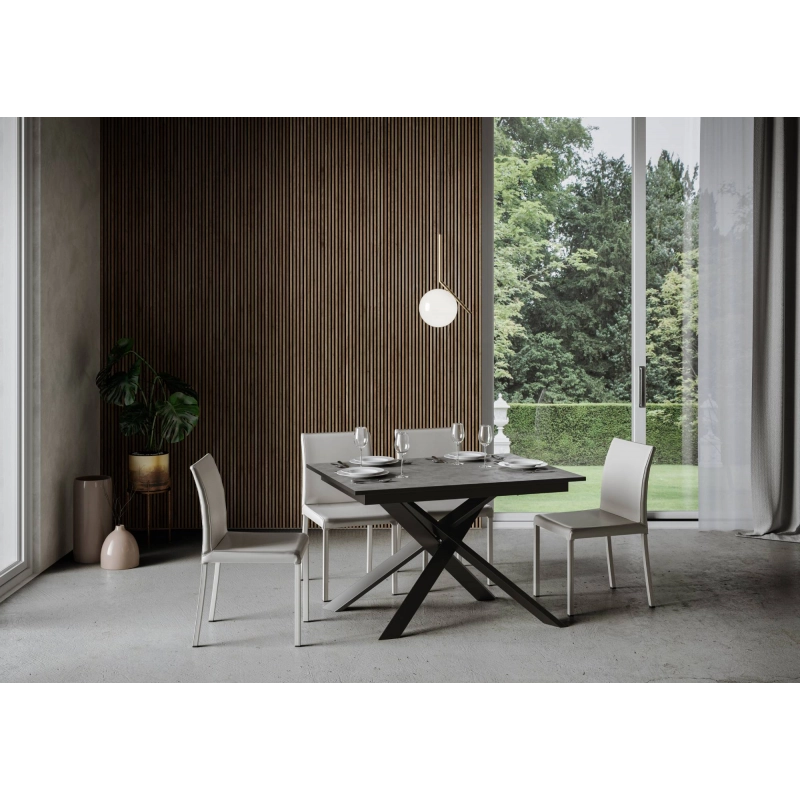 Tavolo allungabile 90x120/180 cm Ganty - bordo Antracite telaio Antracite - Antracite Spatolato