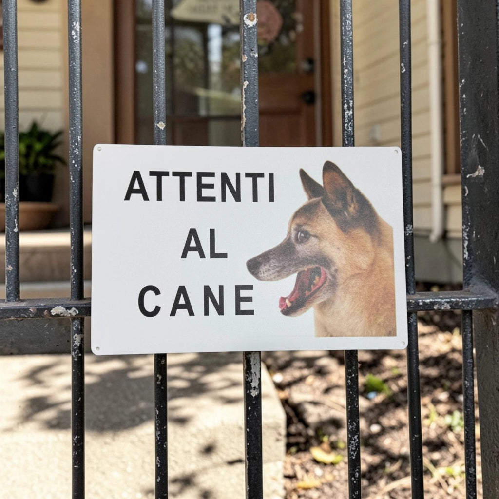 Cartello Attenti al Cane 30x20 cm con 4 Fori e Adesivi 884897