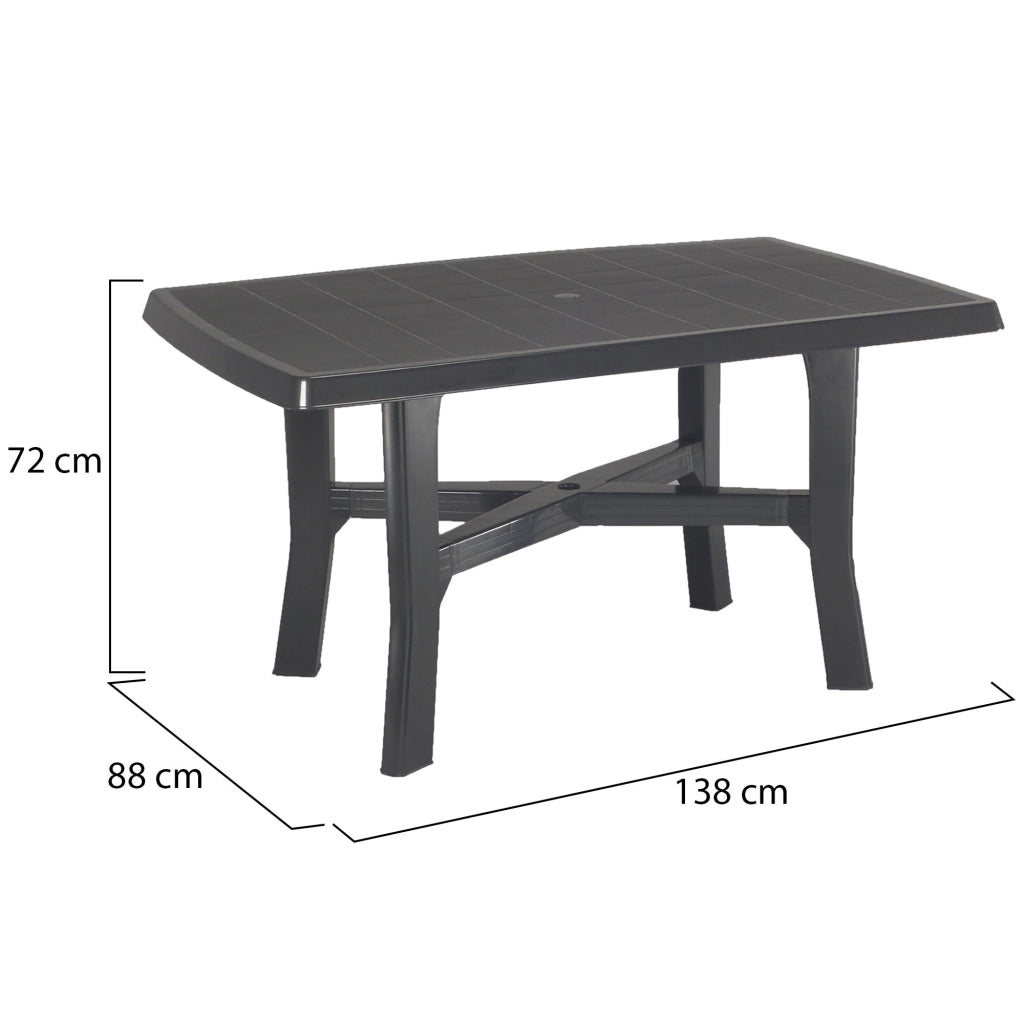 Raspberry, Tavolo da Esterno 6 Posti Made in Italy, 138x88x72h cm Nero Antracite
