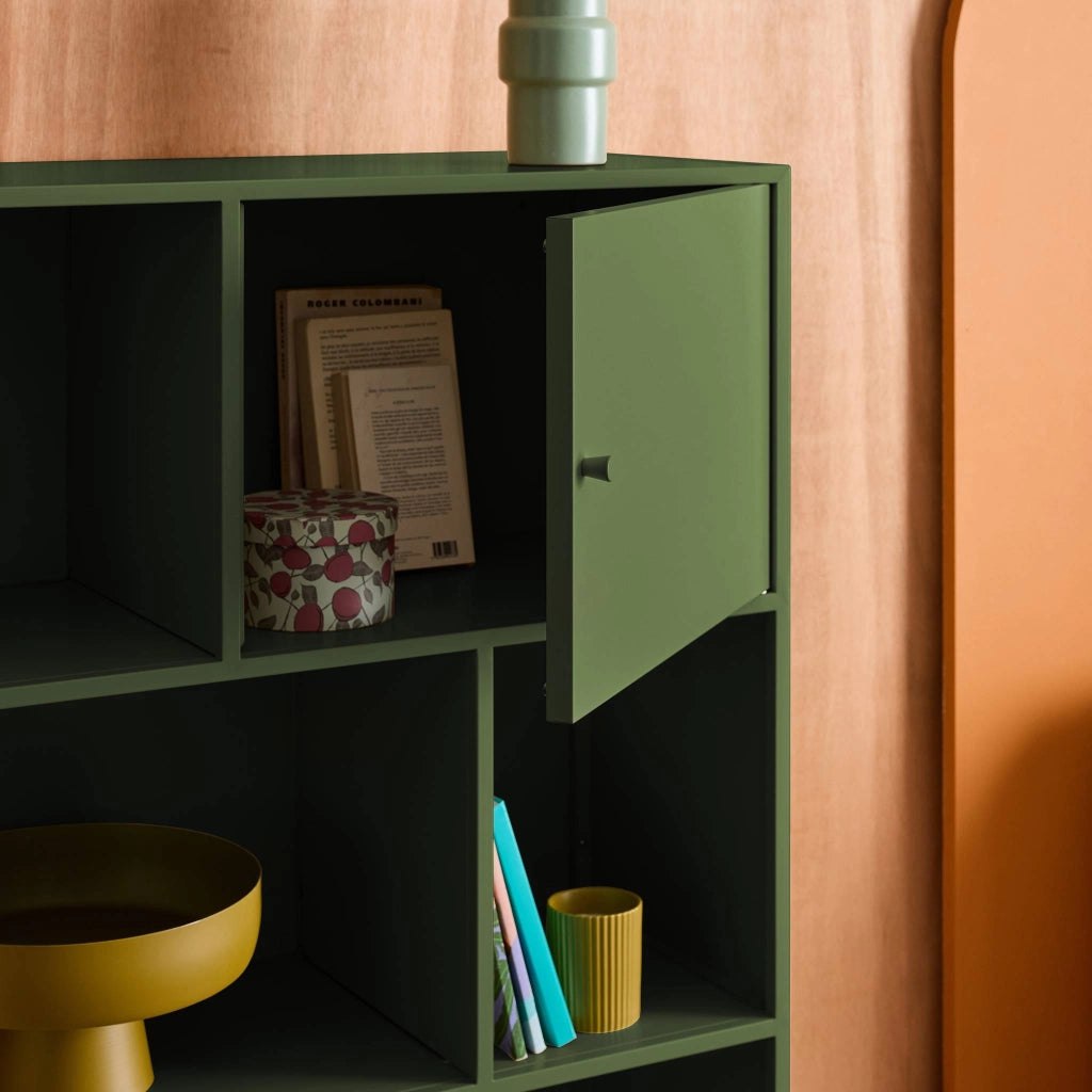 Credenza industriale in metallo con 6 scomparti, verde